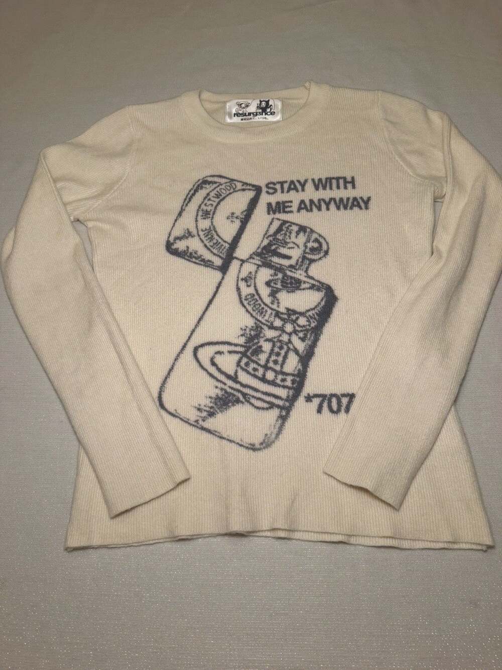 Resurg3nce 707 "Stay With Me" Anime Knit Sweater Cream Size Small
